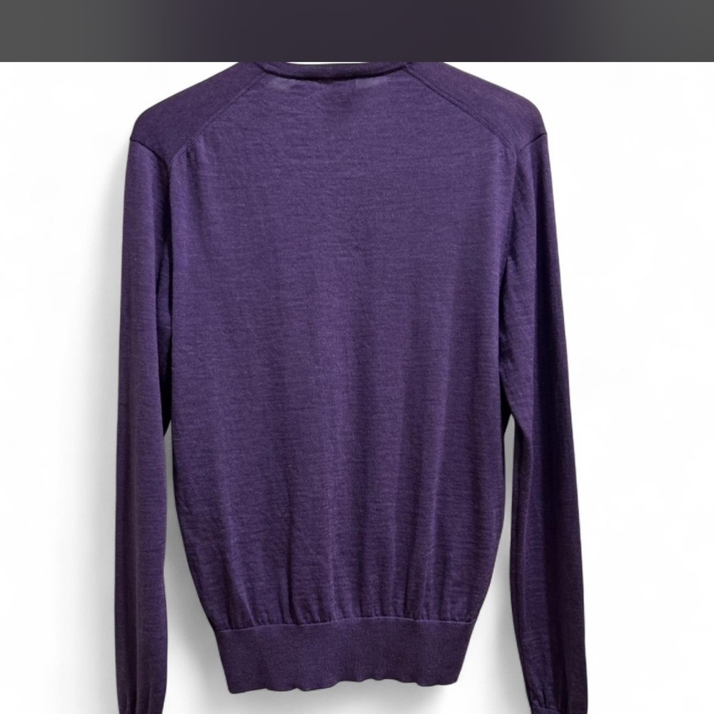Polo Ralph Lauren Purple 100% Merino Wool Lightweight V-neck Sweater Medium - Picture 2 of 7